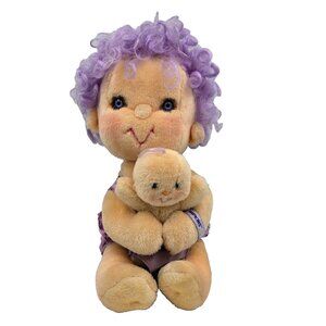 Vintage Kenner Hugga Bunch Impkins Nuzzler Plus Baby Purple Hair Plush Doll 1985